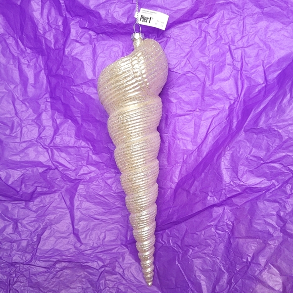 Pier 1 Other - Ivory Sparkly Spiral Cone Shell Ornament Pier 1 NWT